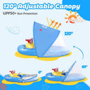 Baby Pool Float with Canopy UPF50 Plus, Anti Tip Safety Seat Inflatable Float for 6 to 36 Months with Adjustable Sun Shade
